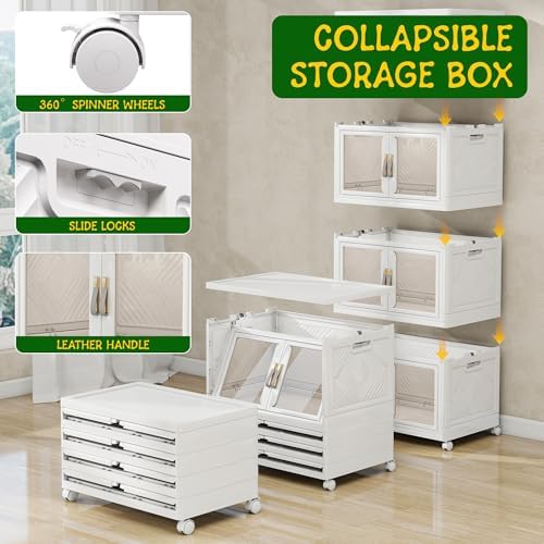 Stackable Storage Bins with Doors & Lids & Wheels - Image 4