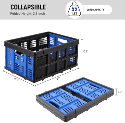 Garvee Collapsible Crate, 55L Foldable Plastic Milk Storage Crate - Image 4