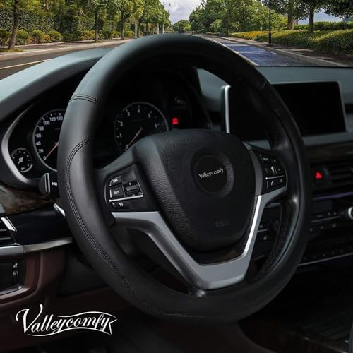 Valleycomfy Microfiber Leather Steering Wheel Cover Universal 15 inch by Valleycomfy