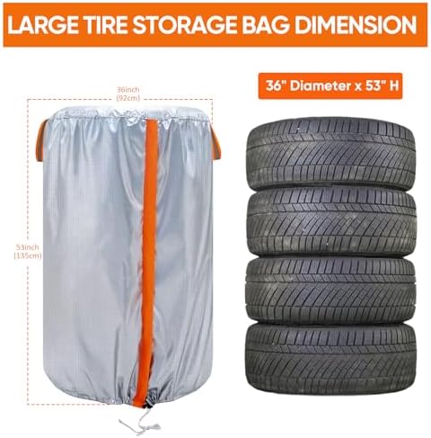 Tire Cover for Storage, 420D Waterproof Tire Stack Cover Holds 4 Tires 35in - Image 2