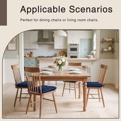 OVOV 2 Pack Chair Cushions for Dining Chairs 15.5"x15.5" Navy - Image 5