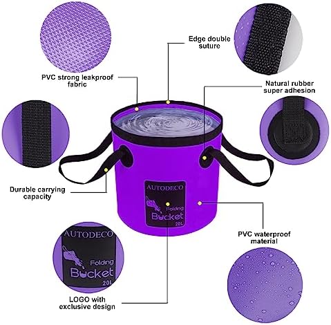 Collapsible Bucket 5 Gallon Container Folding Water Bucket Portable Wash Basin - Image 5