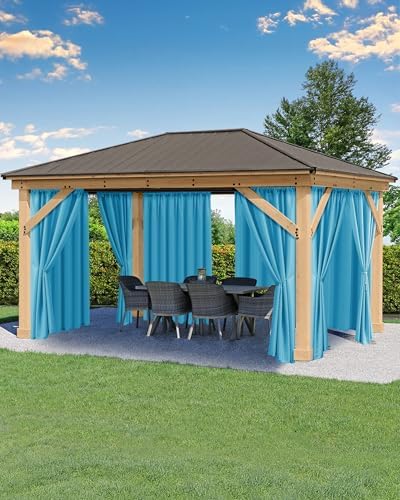 Outdoor Curtains for Patio Waterproof Rod Pocket 4 Pcs 54x95 Inch Teal by HolidayIdeas