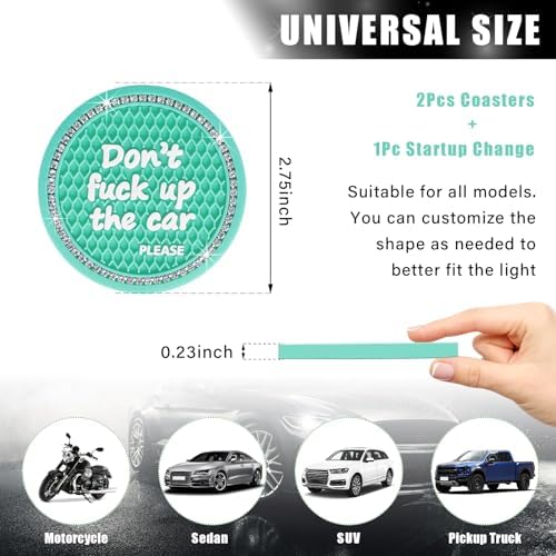 Ziciner 2 Pack Bling Car Cup Holder Coaster, 2.75 Inch Anti-Slip Auto Insert - Image 2
