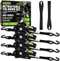Retractable Ratchet Straps, 1 Inch x 12 Feet, 760lb Break Strength, Self by Fortexus