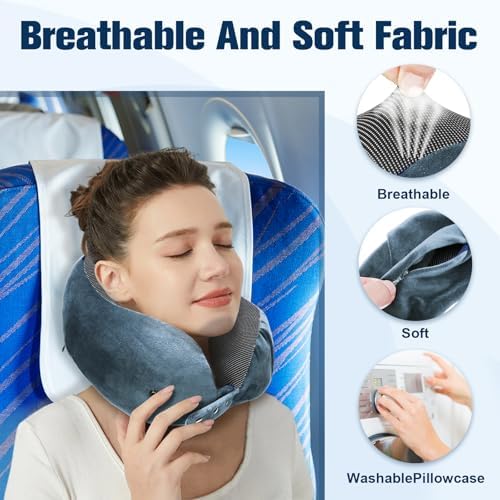 Cirorld Neck Pillow for Traveling, Travel Pillows for Airplanes Light Blue - Image 6