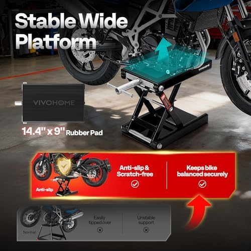 VIVOHOME 1100 LBS Motorcycle Lift Scissor Jack, Wide Deck Hoist Stand - Image 4