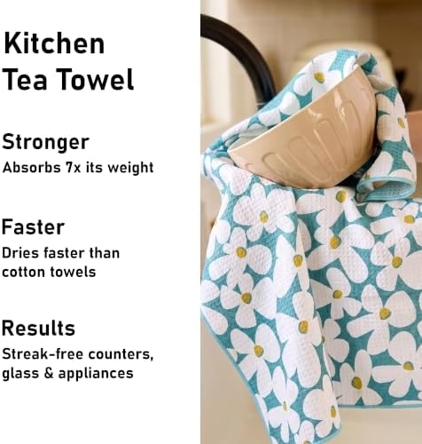 Kitchen Towels Set of 2, Double-Sided 16x28 Microfiber Waffle Weave Dish Towels - Image 4