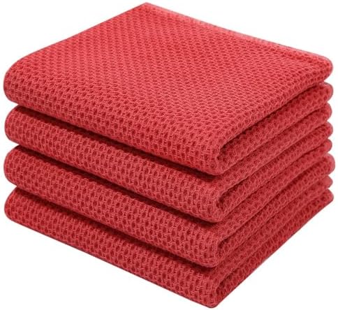 Homaxy 100% Cotton Waffle Weave Kitchen Dish Towels 4-Pack, Brick Red by Homaxy