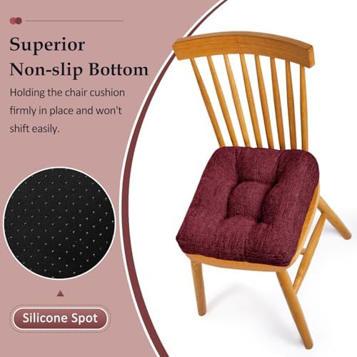 downluxe Chair Cushions for Dining Chairs 4 Pack, Tufted Indoor Chair Pads - Image 3