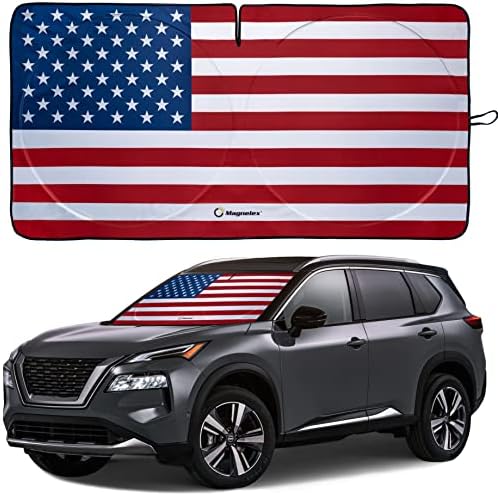 American Flag Windshield Sun Shade, High-Resolution Car Shield by Magnelex