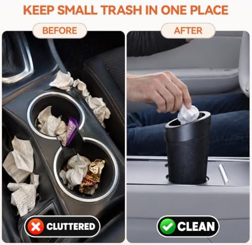 Car Trash Can with Lid, Mini Cup Holder Trash Can with 30 Bags, 900ML - Image 5