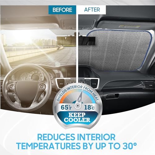 BDK Iridescent Matte Black Front Windshield Sunshade Accordion Folding Style - Image 4