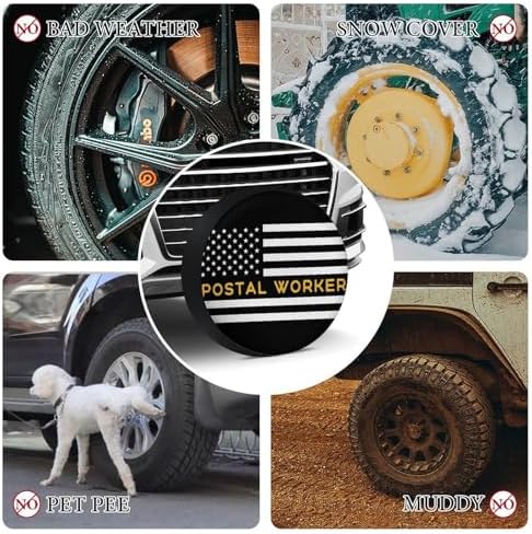 Generic Postal Worker American Flag Tire Covers, Dust-Proof Weatherproof Wheel - Image 4