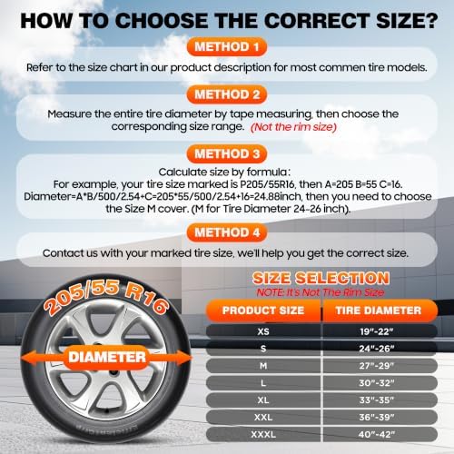 MOONET Oxford Fabric Tire Covers Black 4-Pack, - Image 2