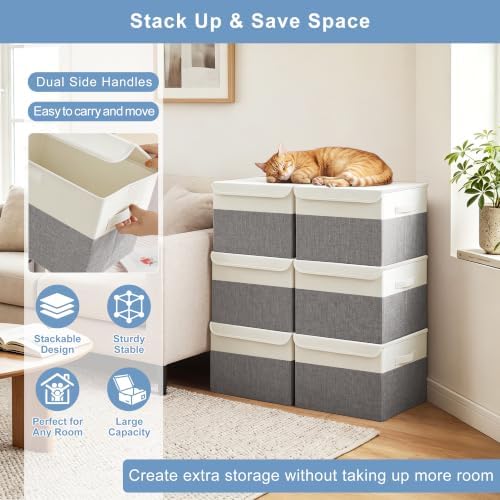 Bagnizer Large 22 Quart Linen Fabric Foldable Storage Bin Cube Organizer Basket - Image 5