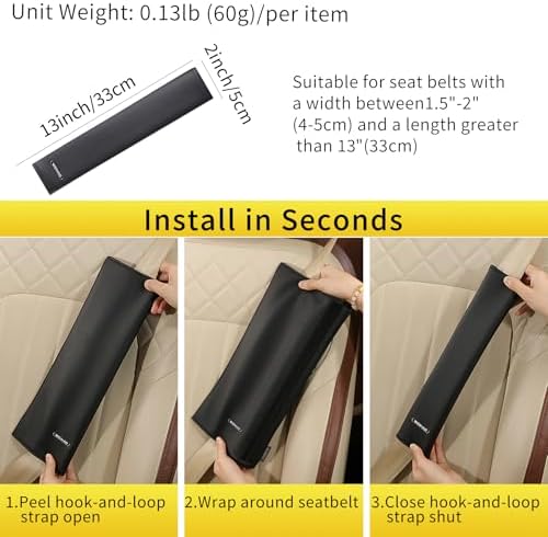 2PCS Car Seat Belt Cover Pad Extra Long 13 Inch, Car Seat Shoulder Strap Pads - Image 5
