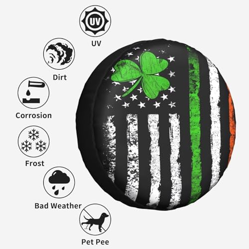 Vintage Irish American Flag Weatherproof Spare Tire Cover - Image 6