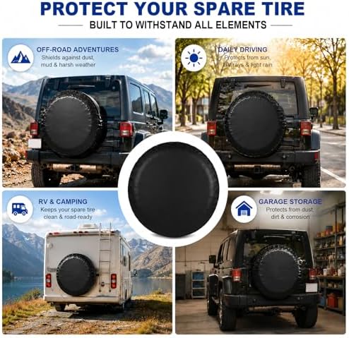 Black Spare Tire Cover 2XL for Overall Wheel Diameter 32-34 Inch - Image 6