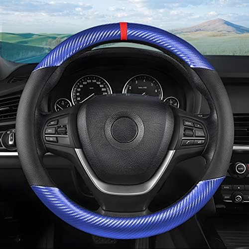 Moly Magnolia 15 Inch Car Steering Wheel Cover, Carbon Blue - Image 4