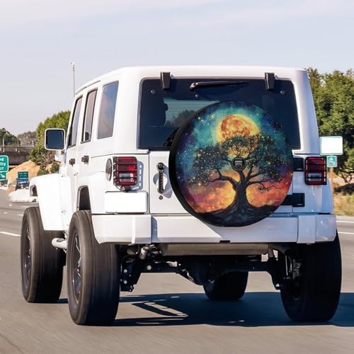 Delerain Spare Tire Cover with Backup Camera Hole Tree Moon Galaxy Wheel Covers - Image 2