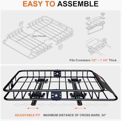 Roof Mount Cargo Carrier Basket & 15 Cu Ft. Waterproof Cargo Bag - Image 5