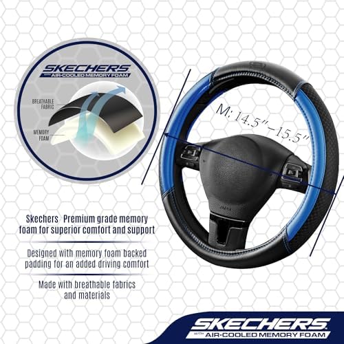 Skechers Air-Cooled Steering Wheel Cover, Air Cool Mesh Leather Car Steering - Image 4