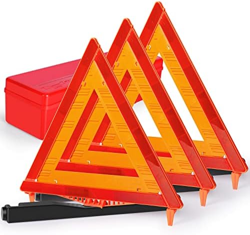 SAFEMATE 3 Pack Warning Triangle DOT Approved, Foldable Emergency Safety by SAFEMATE