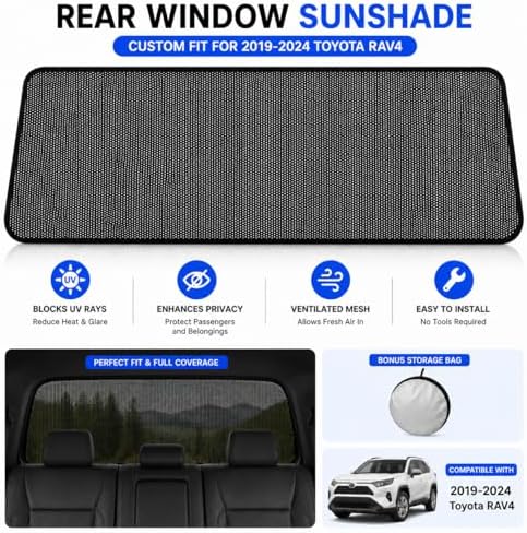 Rear Window Shade for Toyota RAV4 2019-2024 Breathable Mesh Sunshade - Image 7
