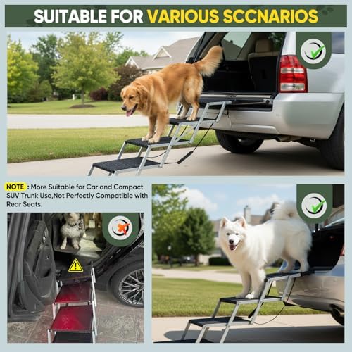 Sakerplus Dog Stairs for Large Dogs, 17.7” Wide Dog Ramps for Car 5 Steps - Image 4