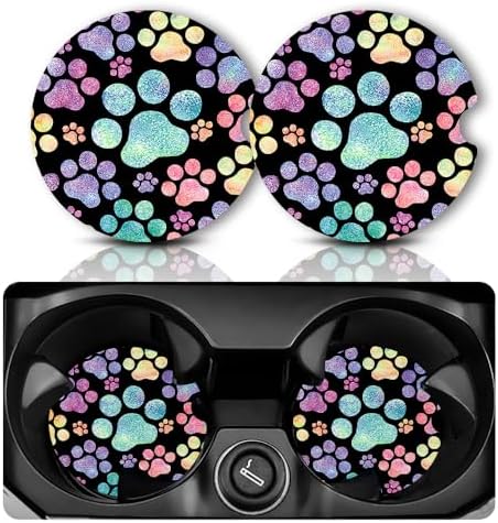 Yonlevres Car Coasters for Cup Holders, 2 Pack, Dog Paw by Yonlevres
