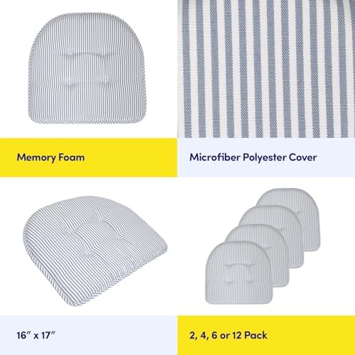 Sweet Home Collection Chair Cushion Memory Foam Pads Tufted Slip Non Skid - Image 6