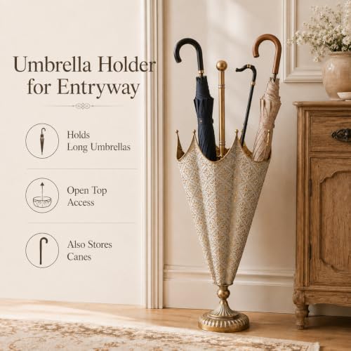 Vintage Metal Umbrella Stand for Entryway, Indoor Cane Holder - Image 4