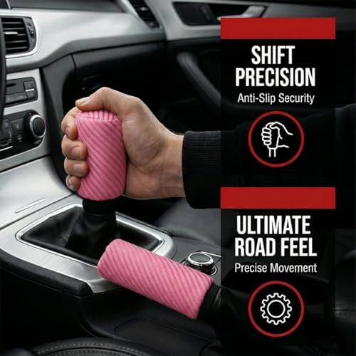 2PCS Car Gear Shift Knob and Handbrake Cover Set, Non-Slip Polyester Stick - Image 5