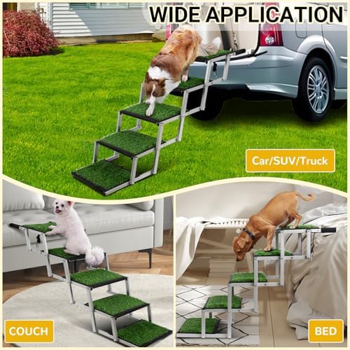 Grass Dog Stairs for Car, Non-Slip Folding Dog Ramps for Large Dogs, 5 Steps - Image 5