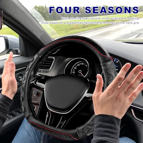 D-Shaped Steering Wheel Cover, Leather Car Wheel Protector - Image 4