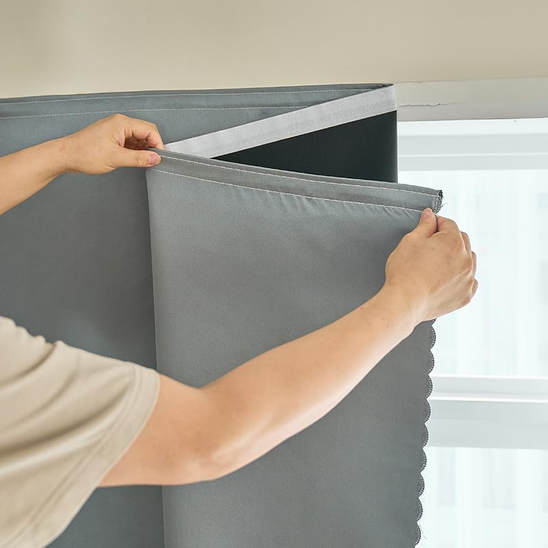 AJAZZ 100% Black Out Curtains Adhesive Blackout Temporary Curtain No Drilling by AJAZZ