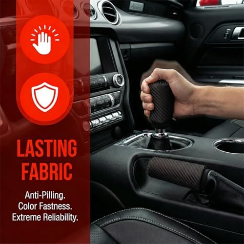 2PCS Car Gear Shift Knob and Handbrake Cover Set, Non-Slip Polyester Stick - Image 4