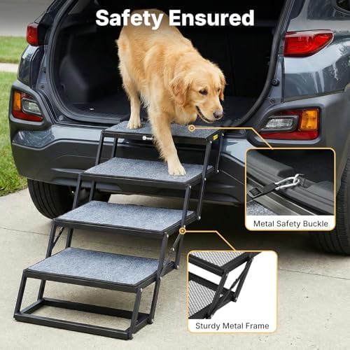 Veehoo Collapsible Dog Stairs for Large Dogs Car Truck SUV, Extra Wide 20" - Image 6