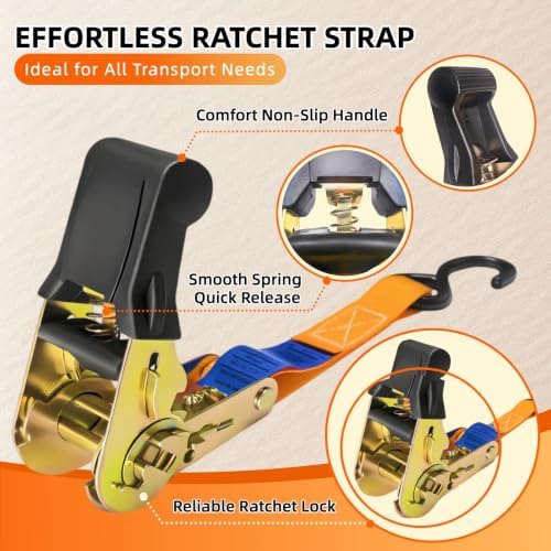 8 Pack Ratchet Strap 1 inch 15 Ft - - Image 3