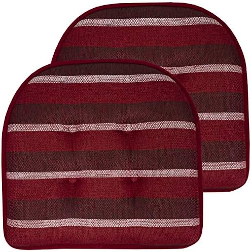 Chair Cushion Memory Foam Pads Tufted Slip Non Skid Rubber Back U-Shaped 17" x by SweetHomeCollection