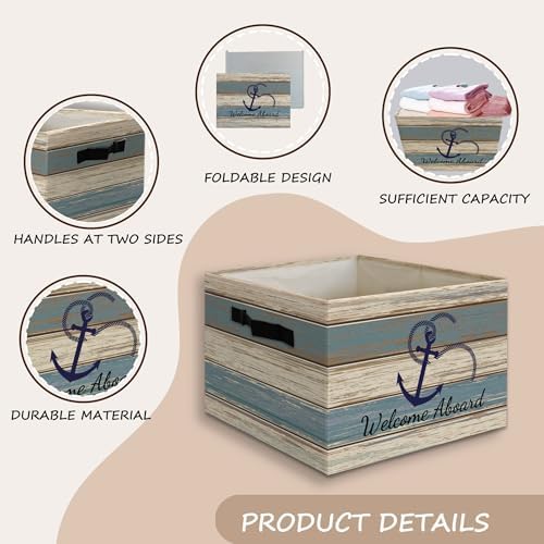 Vintage Nautical Anchor Foldable Storage Bins Box - Image 5