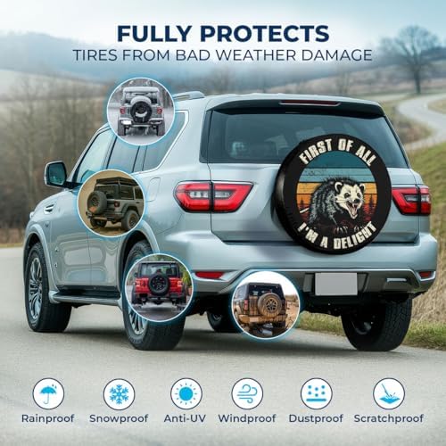 GENANY Opossum Retro Quote Thick PVC Leather Spare Tire Cover Size 17 - Image 3
