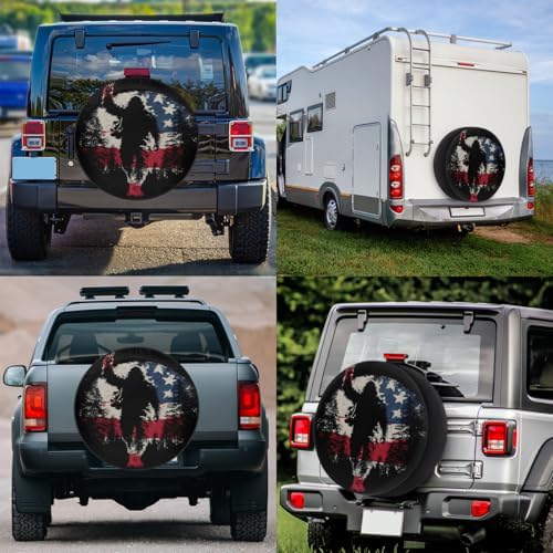 Rv Spare Tire Cover Wheel Bigfoot Funny USA Flag Tire Covers Wheel Protectors - Image 6