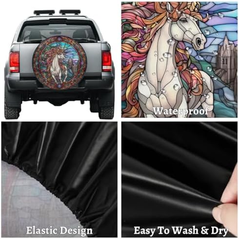 Spare Tire Cover for RV Trailer, Glass Unicorn Tire Covers Universal Fit for - Image 4
