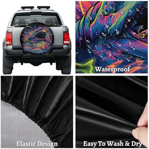 Colorful Shark Spare Tire Cover Dust-Proof Wheel Protector - Image 4