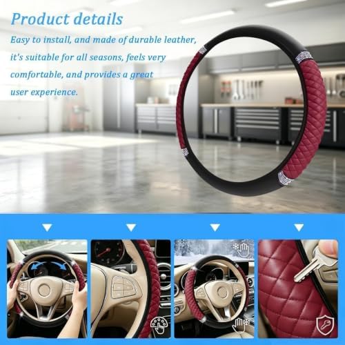 Bling Car Steering Wheel Cover, Crystal Rhinestones Vehicle Steering Guard Wrap - Image 5