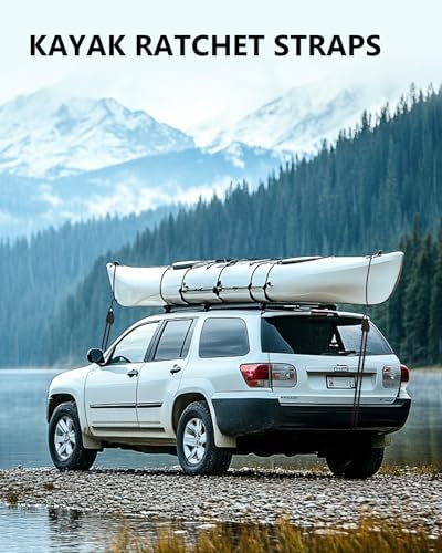Kayak Straps Tie Downs 8 Pack Set, Adjustable Ratchet Tie Down Straps - Image 6