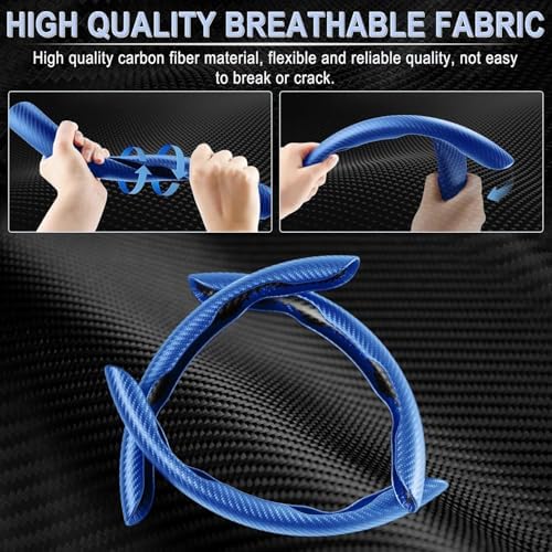 Amiss 3pcs Carbon Fiber Anti-Skid Steering Wheel Cover, Waterproof & Segmented - Image 2