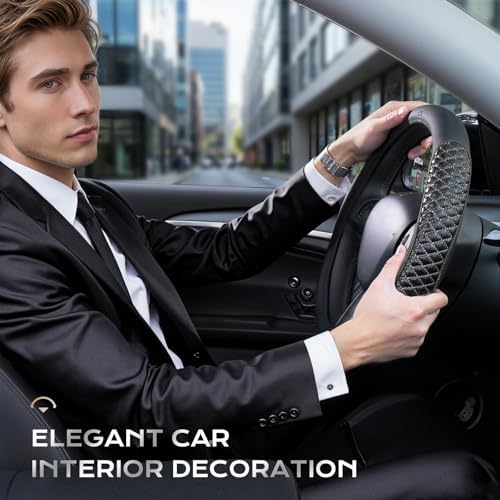 Coverado Car Steering Wheel Cover, Nappa Leather Black & Grayline Steering - Image 7